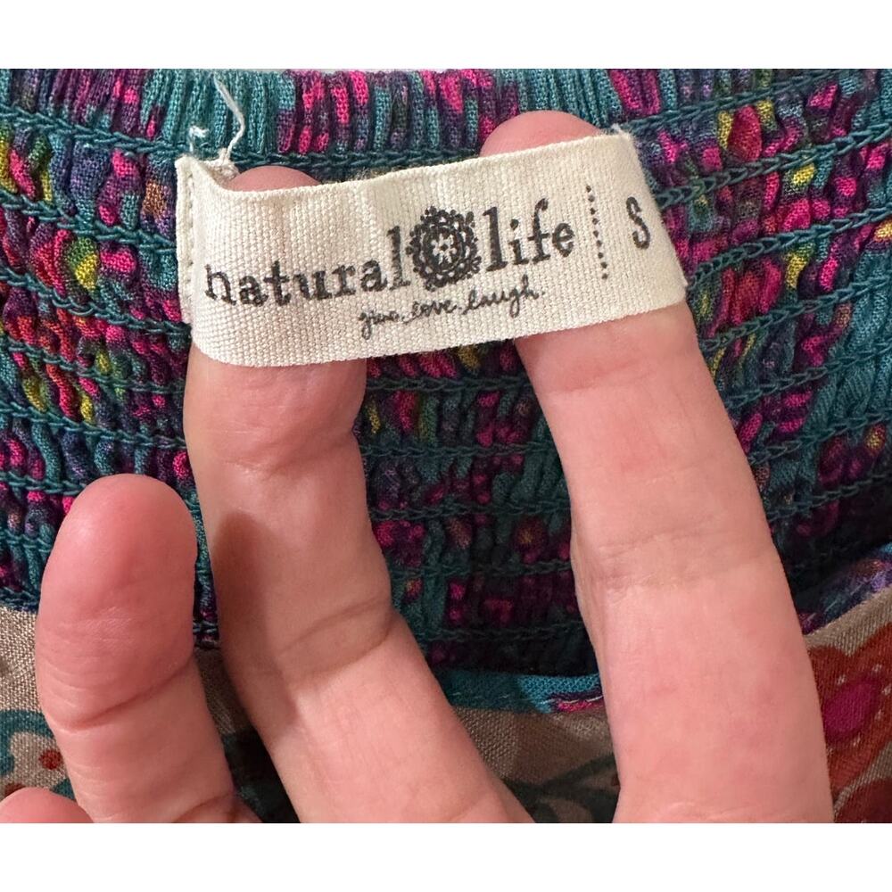 Natural Life Tiered Maxi Dress Boho Floral Rayon Sleeveless Beachy Festival S - Picture 3 of 8